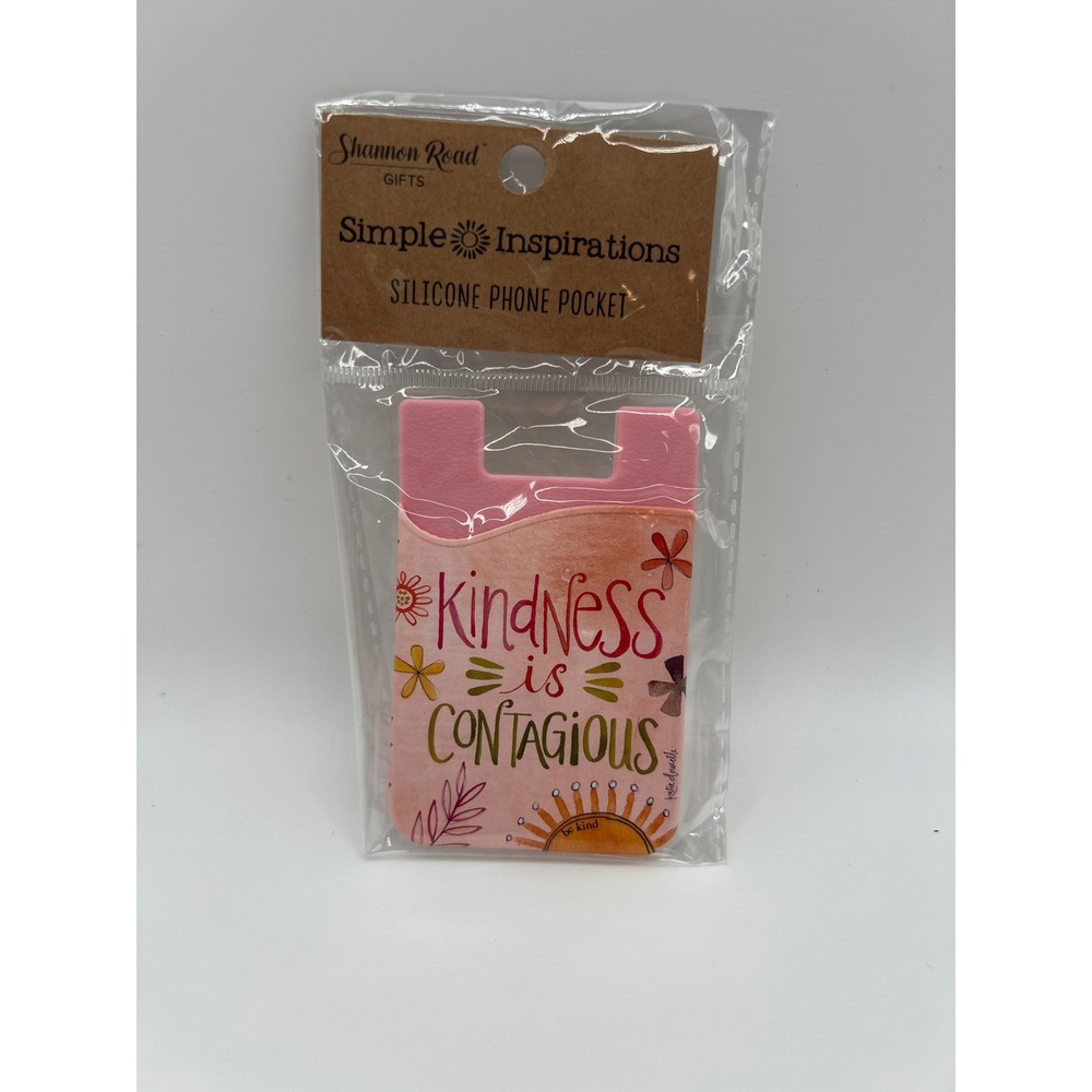 Shannon Road Gifts Silicone Phone Pocket Kindness is Contagious Pink Floral